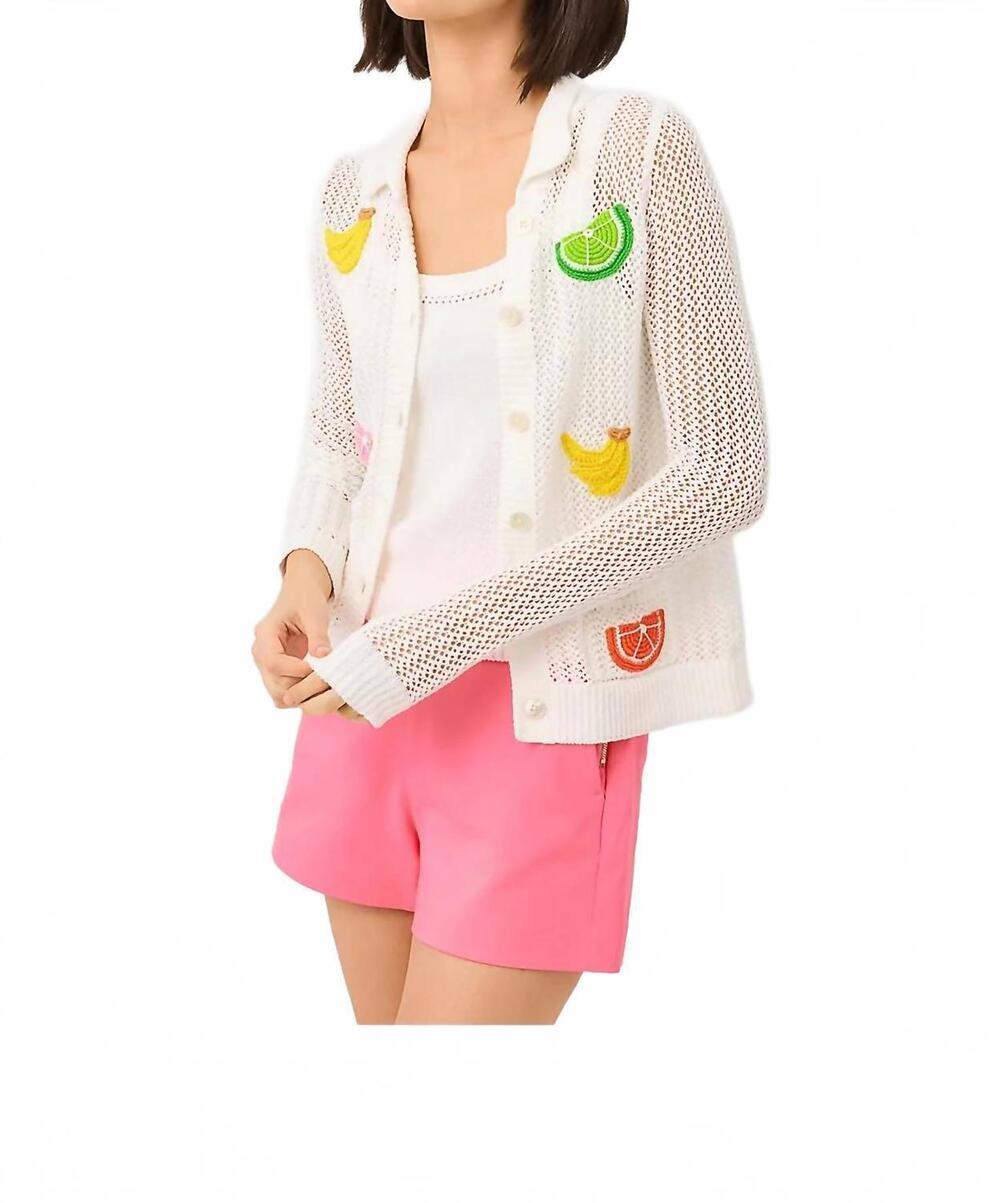 NEW LILLY PULITZER cormac mesh sweater set in resort white tooty fruit crochet